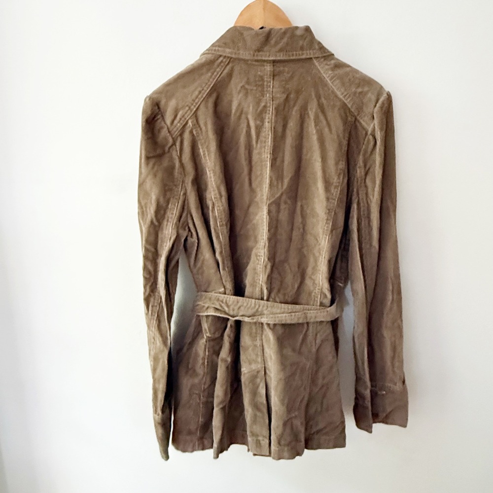 Gloria Vanderbilt Tan Corduroy Belted Utility Jacket Large Retro Western Casual - Picture 9 of 11